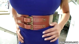 Madison Ivy undressing and showing her huge silicon tits