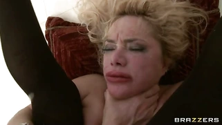 Shyla Stylez getting her ass destroyed piledriver style and fingering her wet pussy during the process