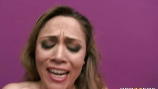 Two latin babes Kristina Rose and Jynx Maze fucking his cock anal hardcore style