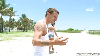 Gorgeous pornstar Phoenix Marie shows off her fantastic tis outdoor