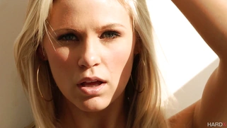 Super hot blonde Scarlet Red gets out of a red bikini