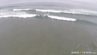 Sexy natural babe Penny Pax chilling on the surfboard