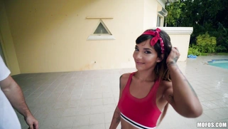 Kitty Carrera and Jmac have fun by the pool