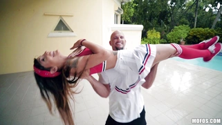 Kitty Carrera and Jmac have fun by the pool