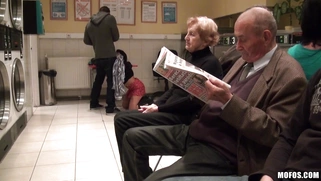 Ava Dalush is sucking cock in the laundromat