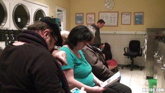 Ava Dalush is sucking cock in the laundromat