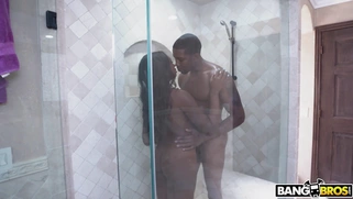 Kokohontas sucks the black monster cock and licks balls