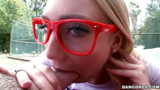 AJ Applegate pounds her own throat with a big juicy dick