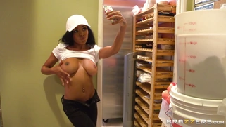 Anya Ivy caught by her boss while taking nude selfies in the back room