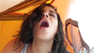 Abby Lee Brazil bangs her lucky boyfriend in a tent