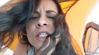 Abby Lee Brazil bangs her lucky boyfriend in a tent