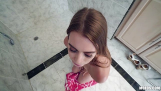 Jill Kassidy sucks cock and licks balls in the shower