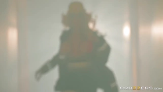 Firefighter Nicolette Shea caught Ricky with his cock in his hands