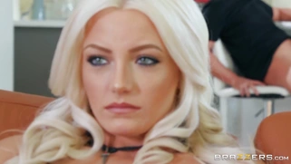 Blonde Alena Croft gives hot blowjob to Jessy Jones