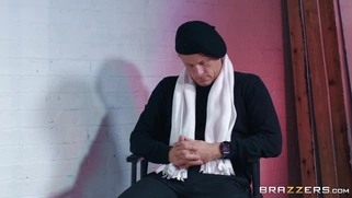 Redhead Ella Hughes gives blowjob to Danny D