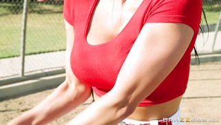 Audrey Bitoni hit the field for a little batting practice