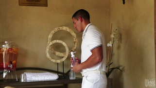 Big boobed bombshell Nina Elle seducing the masseur