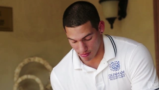 Nina Elle has him suck on her enormous tits