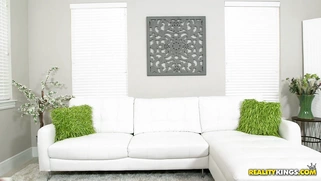 Horny chick Alli Rae undressing and fingering her juicy slit