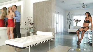 Lezley Zen watches on as Jessa Rhodes enjoys foreplay with Keiran