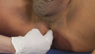 Kinky nurse sucking him off while fingering and dildoing his ass