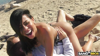 Canela Skin anally rides the hard prick outdoors