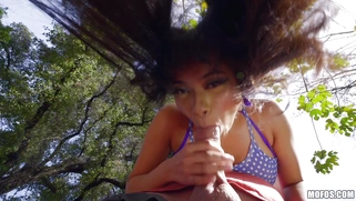 Aryana Amatista is sucking cock and vegetables