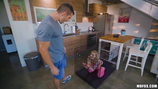 Paris White is sucking the big cock in the cage