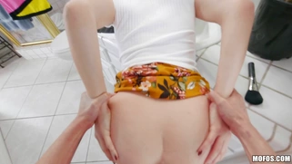 Rosalyn Sphinx gets banged standing in the bathroom