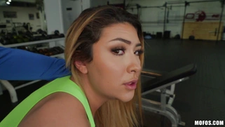 Serena Skye gets fucked doggystyle in the gym