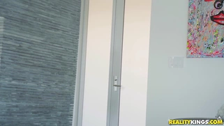 Kimmy Granger spies on Seth Gamble stroking his cock