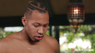 Dana DeArmond on her knees is sucking the black dick