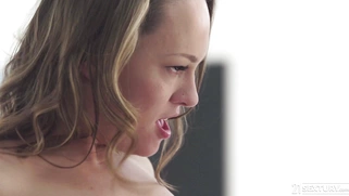 Blue Angel and Rebecca Volpetti fuck and suck the lucky cock