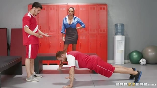 Head coach Missy Martinez came to the locker room