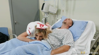 Nurse Carmen Caliente came to her patient and started sucking him