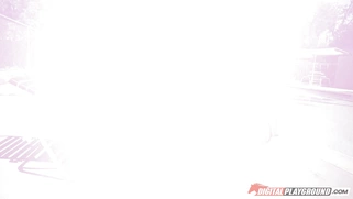 Blonde barbie bimbo Kayla Kayden gets covered with milk at the pool