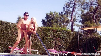 Curvaceous blonde babe Kayla Kayden fucks her local lifeguard