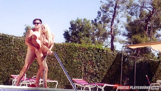 Curvaceous blonde babe Kayla Kayden fucks her local lifeguard