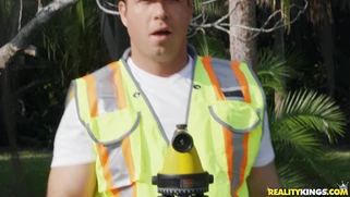 Horny Reagan Foxx invites survey worker Chad White