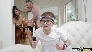 Emily Willis getting fucked while her BF is watching a movie