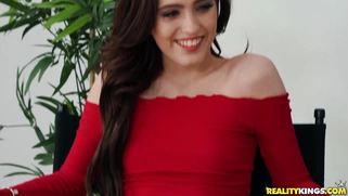 Brooke Haze shows off her pussy and tits to Charles Dera