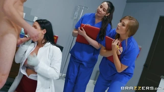 Dr. Angela White gives blowjob to Markus Dupree in the hospital