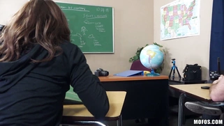 Hot [censored] Sophia Torres shows off her sweet ass in class