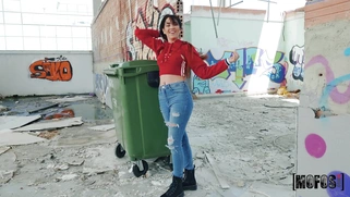 Latina Kitty Love is sucking cock outdoors