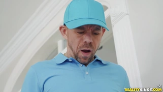 Cassie Del Isla on her knees is sucking cock in POV