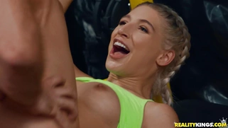 Abella Danger gets her hairy pussy banged on the gym bench