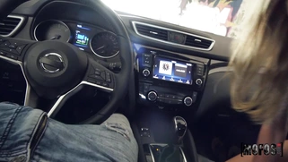 French teen Angel Emily is sucking cock in the car