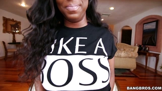 Lisa Tiffian shows off her big ass by using tight shorts with fishnet stockings