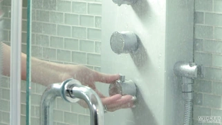 Busty blonde mom Brandi Love takes a hot shower