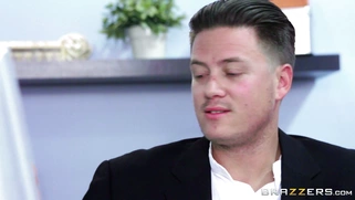 Gigi Allens sucking her boss's hard cock underneath his desk